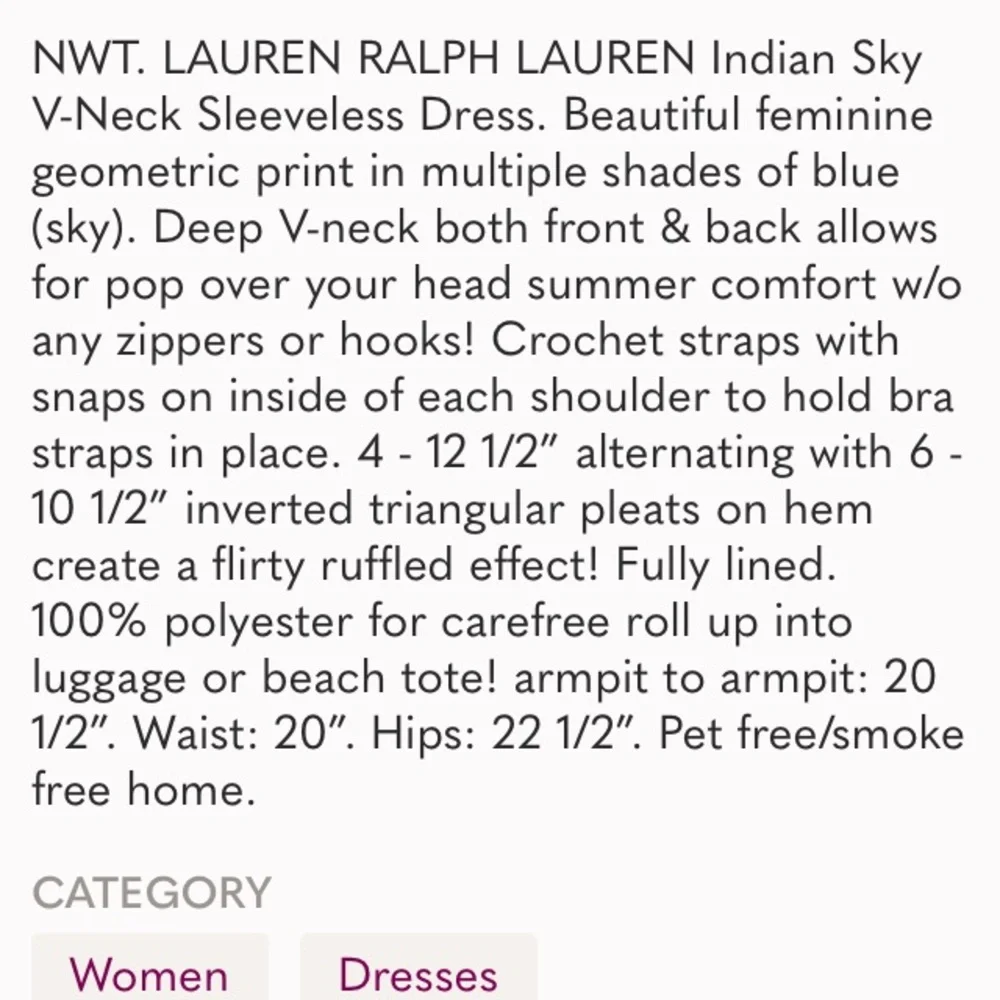 NWT Ralph Lauren blue tile print dress with pockets 10 M - Picture 4 of 9